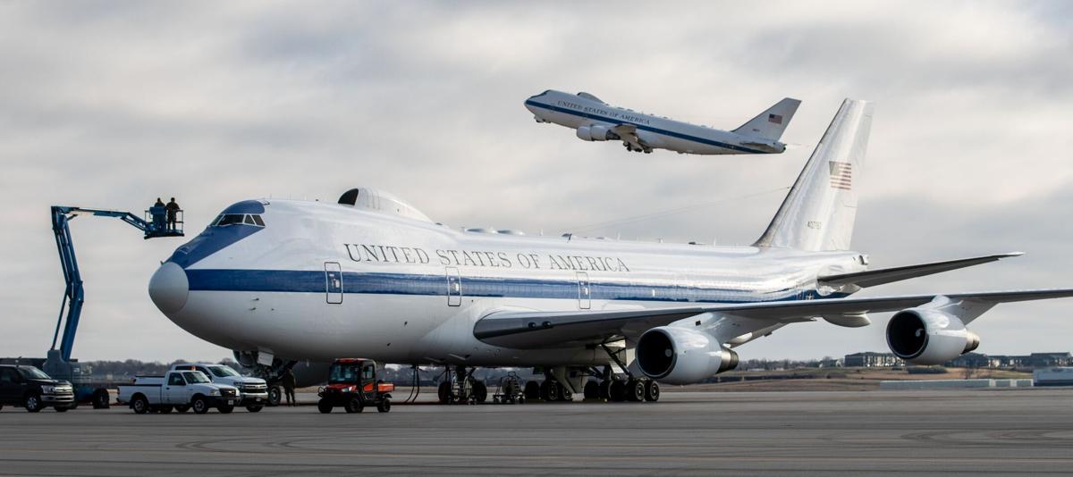 Air Force One Boeing 747 remains at Denver airport