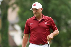 Sergio Garcia walks up to his putt on hole three during the first round of the 2026 LIV Golf Indianapolis at The Club at Chatham Hills.