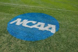The NCAA logo is painted on the field before the game between the Florida Gators and Florida A&M Rattlers at Katie Seashole Pressly Stadium.