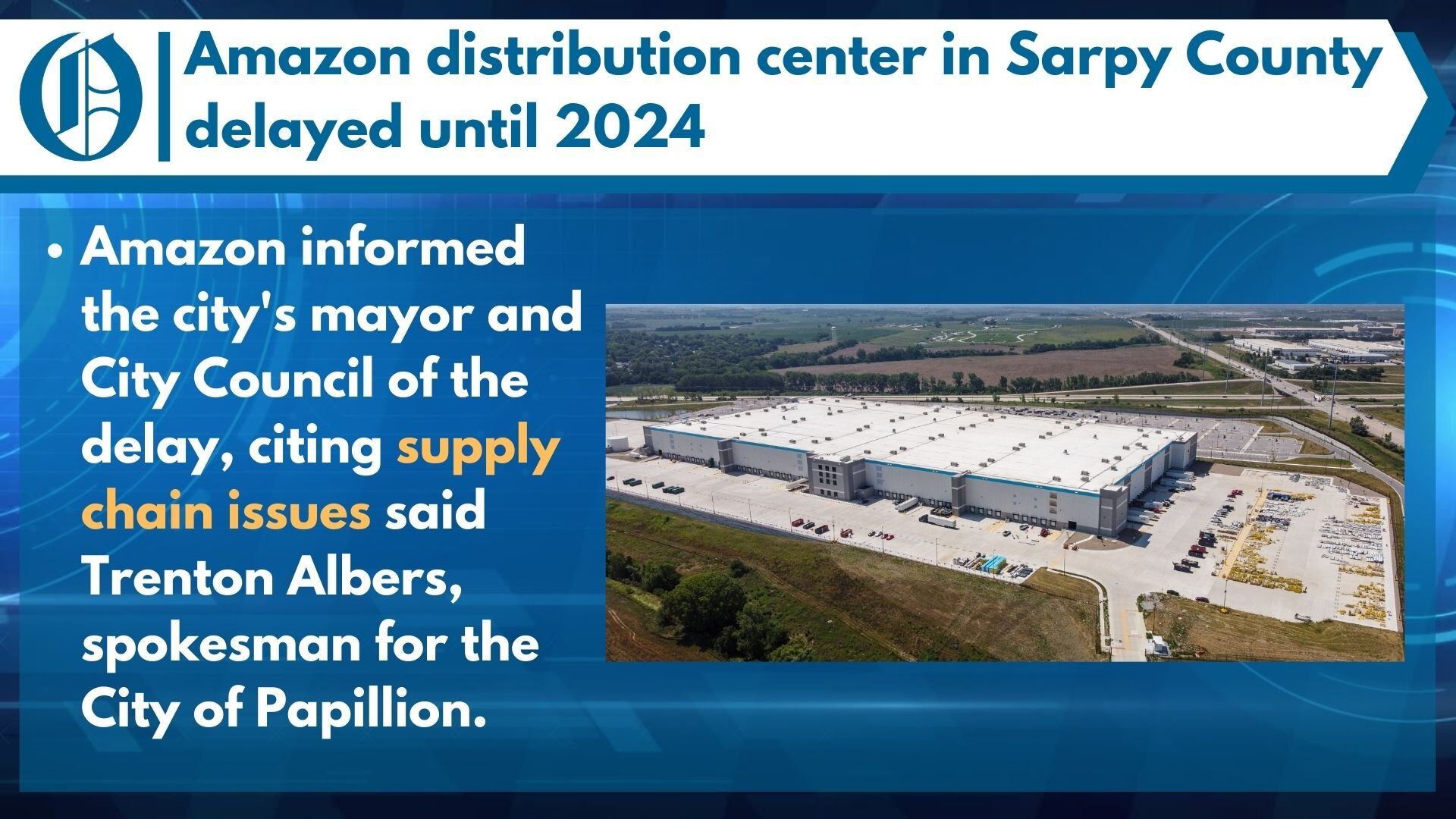 Amazon distribution center in Sarpy County delayed until 2024