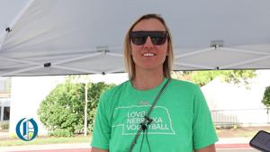 Jordan Larson speaks to reporters after returning to LOVB Nebraska