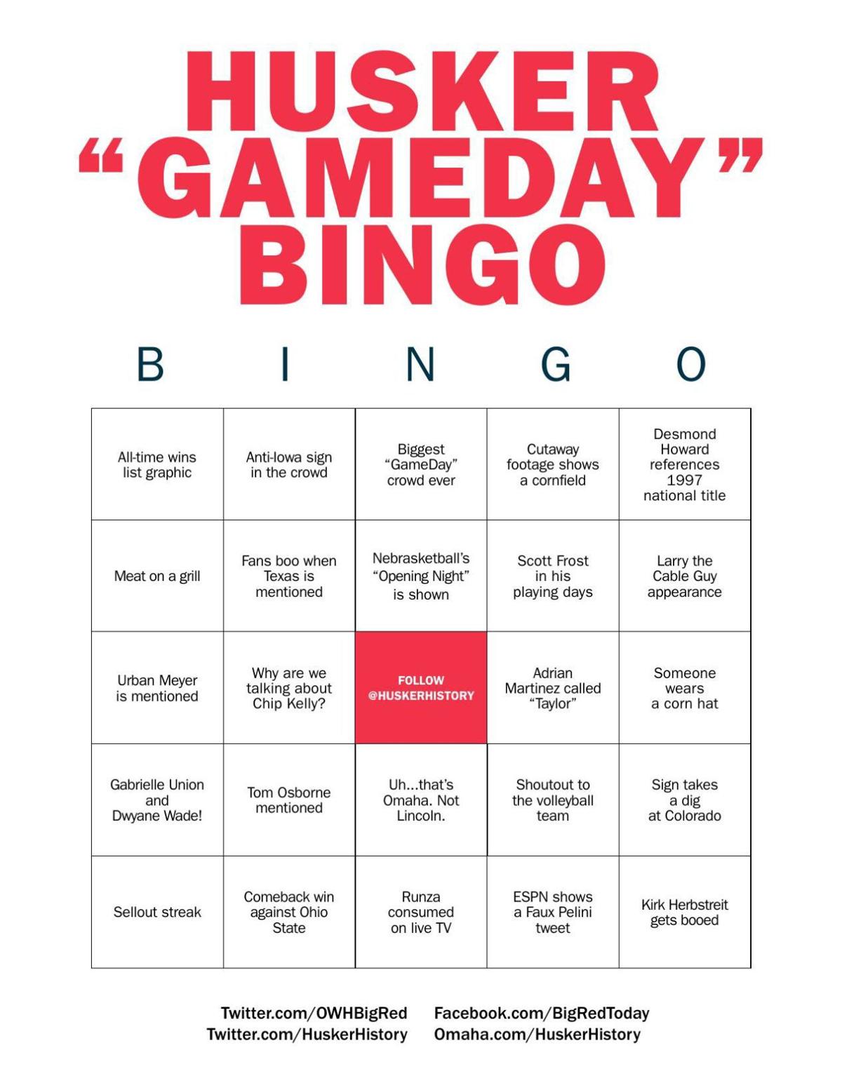 We Did A Thing Play Husker Gameday Bingo Blogs Omaha Com