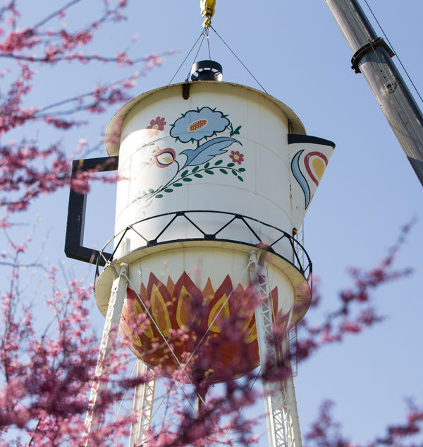 Iowa town's 101yearold, Swedishcoffeepotlooking water tower grounded Iowa