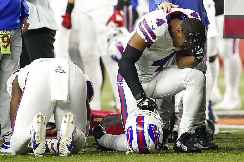 Damar Hamlin is BACK! Buffalo Bills star suits up and prays with his  team-mates ahead of emotional return to the NFL nine months after he  suffered a cardiac arrest on the field