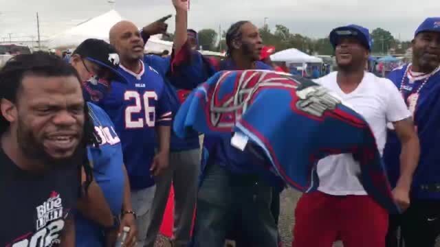 Buffalo Bills fans dance and sing before game