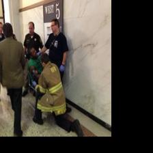 Video: Courthouse melee ends in arrests, broken leg