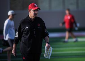 Indiana Head Coach Curt Cignetti during spring football practice at Memorial Stadium on Thursday, April 9, 2026.
