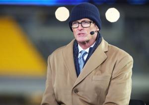 Jan 12, 2026; Pittsburgh, PA, USA; NFL commentator Scott Van Pelt performs the pre-game before the Houston Texans play the Pittsburgh Steelers in an AFC Wild Card Round game at Acrisure Stadium. Mandatory Credit: Charles LeClaire-Imagn Images