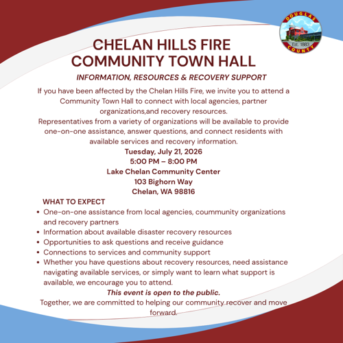 Community Town Hall Scheduled to Support Chelan Hills Fire Recovery