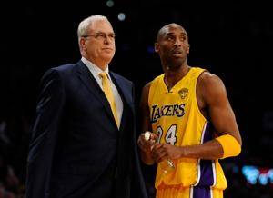 Phil Jackson and Kobe Bryant during the 2010 NBA Finals.