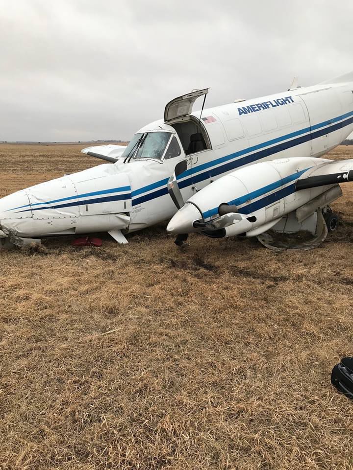 Airplane crashes, skids off runway at Hastings airport; no injuries