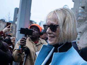 E. Jean Carroll leaves the Daniel Patrick Moynihan United States Courthouse in New York City on Jan. 25, 2024, after proceedings ended for the day in the defamation lawsuit against Donald Trump.