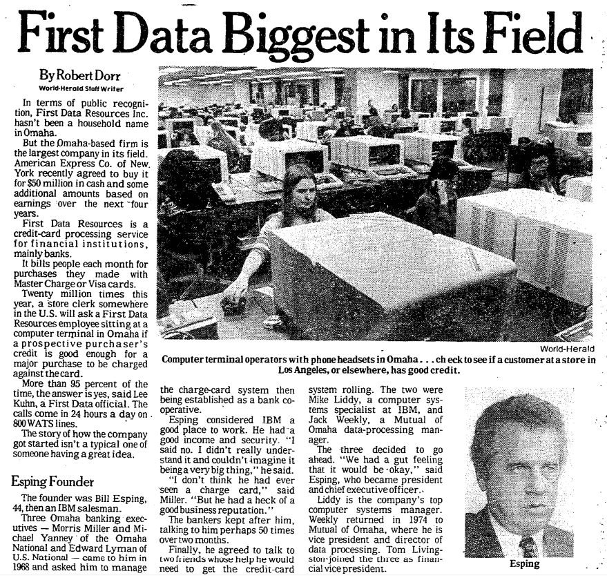 First Data, which employs about 5,000 in Omaha, to be sold for 22 billion; some jobs 'at risk