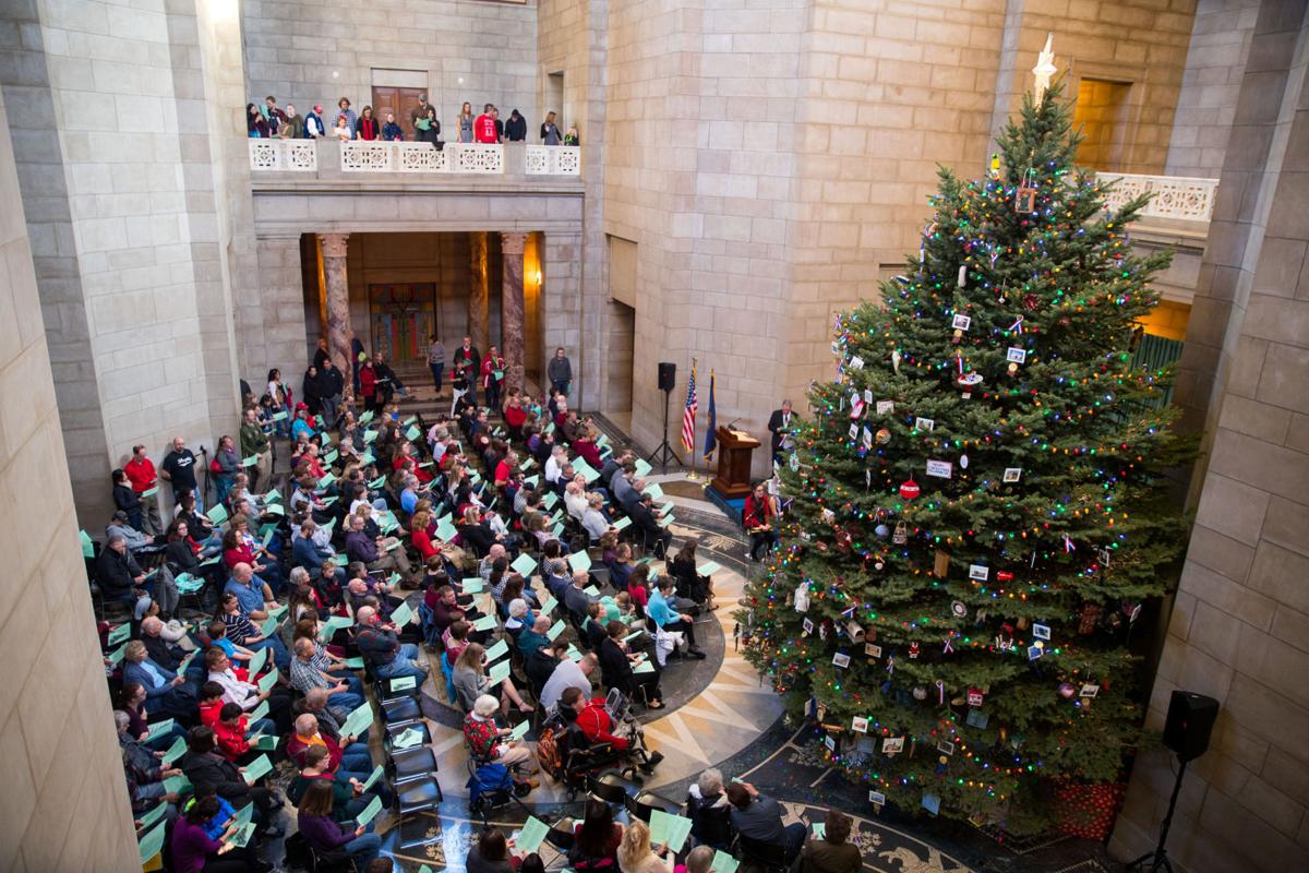 400 attend lighting of Nebraska State Capitol Christmas tree, a 24foot