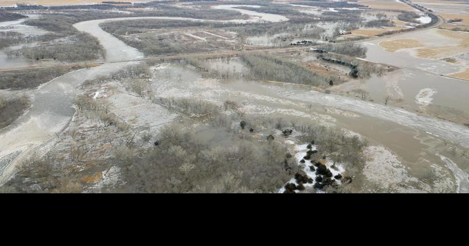 Ice jams cause Elkhorn River to flood over Dodge County highway