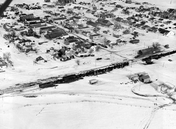 Aerial view of Harrison in January 1949.