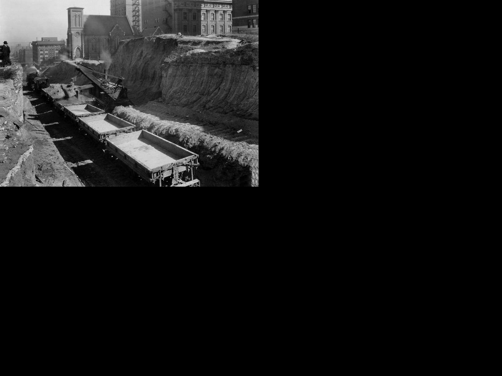 In early Omaha the steep hills had to go for the city to grow