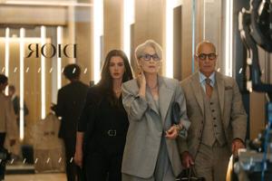 Anne Hathaway, Meryl Streep and Stanley Tucci in "The Devil Wears Prada 2."