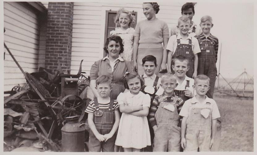 District 79 rural school, College Hill, located near Louisville, Nebraska -- Bill Wegener in striped shirt back right