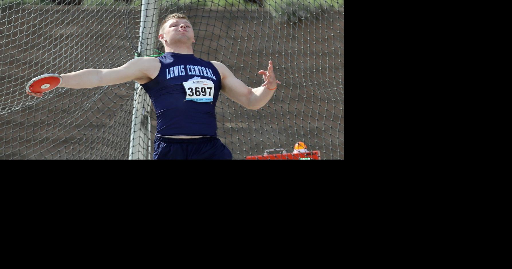 Lewis Central sophomore Logan Jones places fourth in discus at Drake Relays