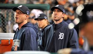 Former Tigers teammates Max Scherzer (left) and Justin Verlander are ninth and eighth, respectively on the list of career strikeouts. Verlander's final start is Saturday.