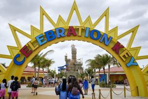 Carnival cruise passengers visit Celebration Key on Grand Bahama Island on June 3, 2026.
