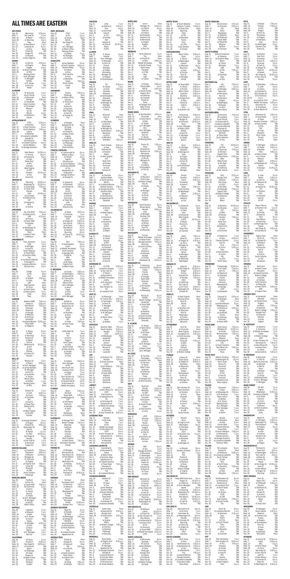 2024 College football schedule, results