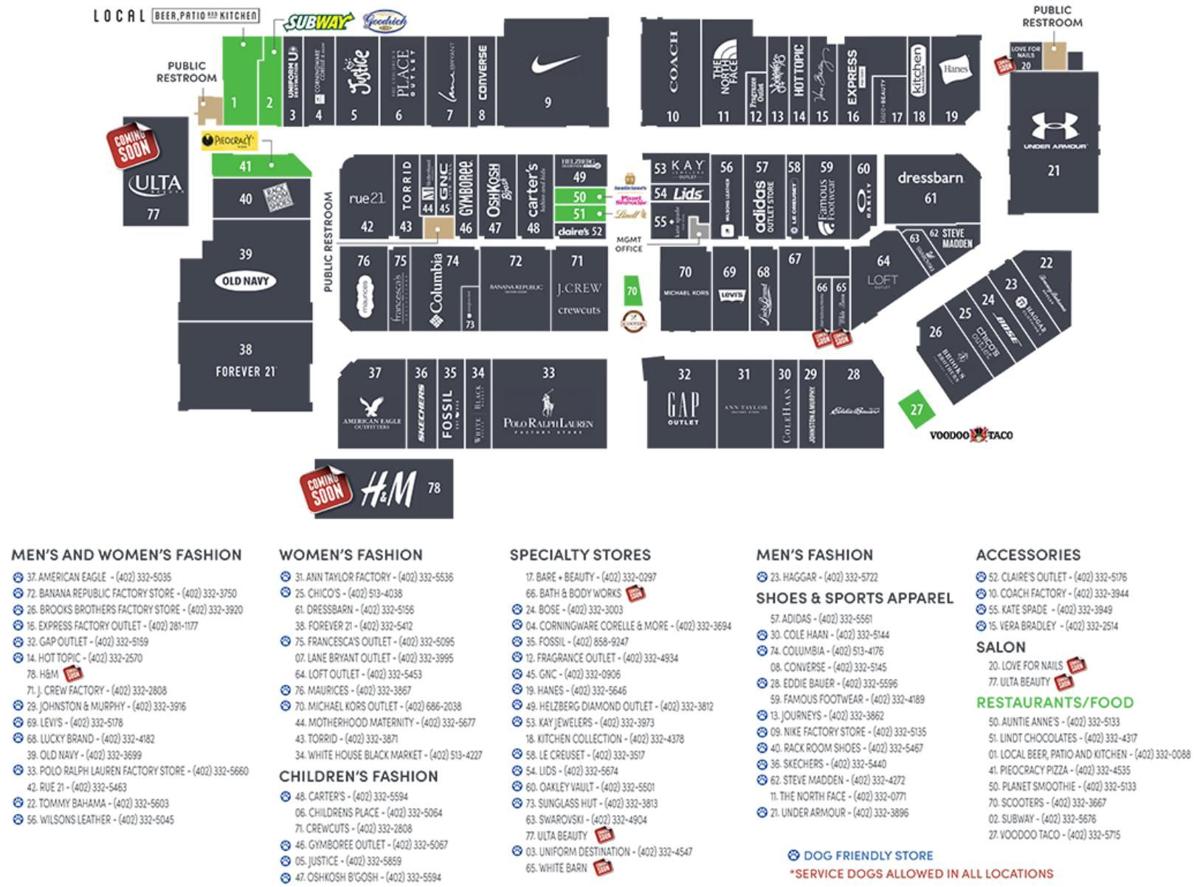 Outlet Mall Stores Map