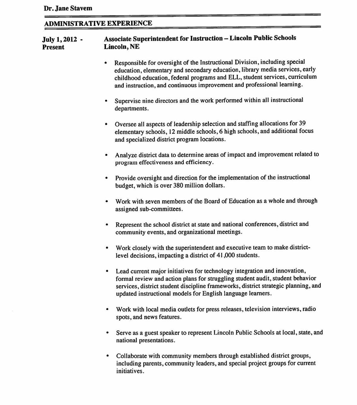 jane stavem s resume