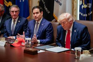 Trump meets with advisers on Iran, says Hormuz Strait must open