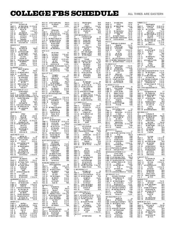 PDF: Printable College Football Schedule