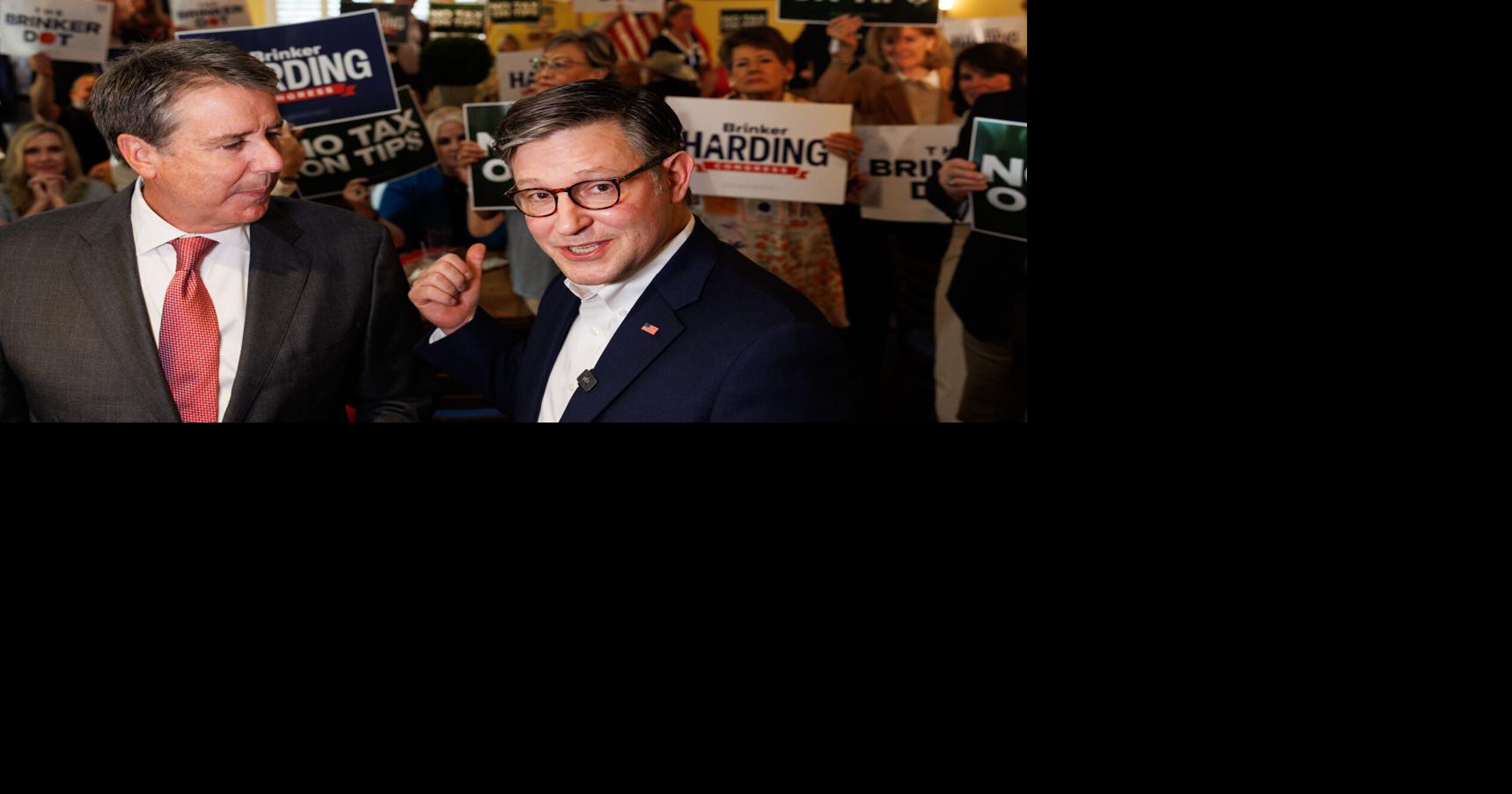 Image for House Speaker Mike Johnson backs Brinker Harding's Omaha bid