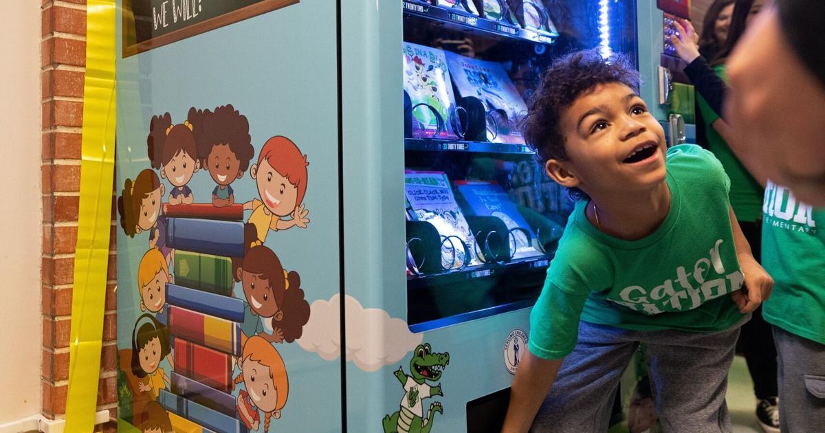 Westside elementary school gets book vending machine through community literacy program