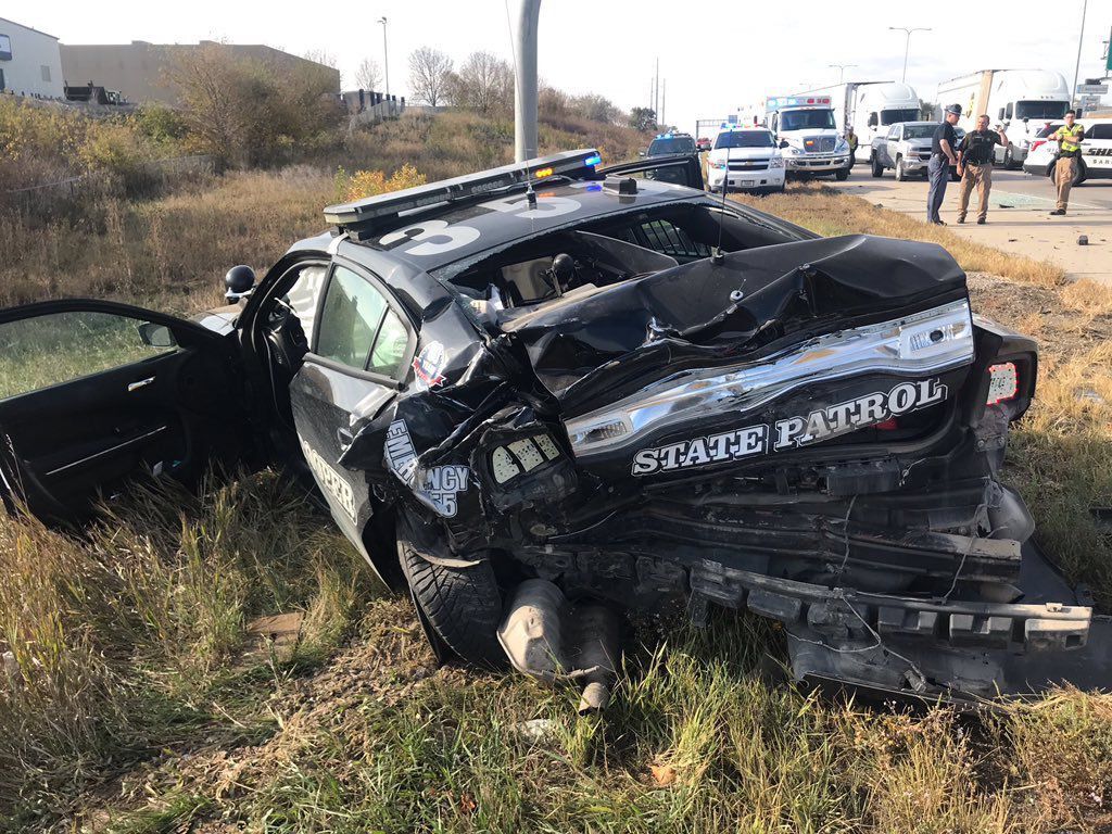 Nebraska State Patrol trooper injured when cruiser is struck on