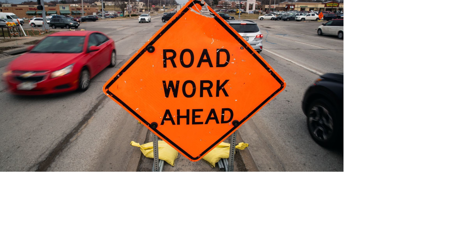 Verengung des US Highway 75 wegen Bauarbeiten im Bereich Bellevue
