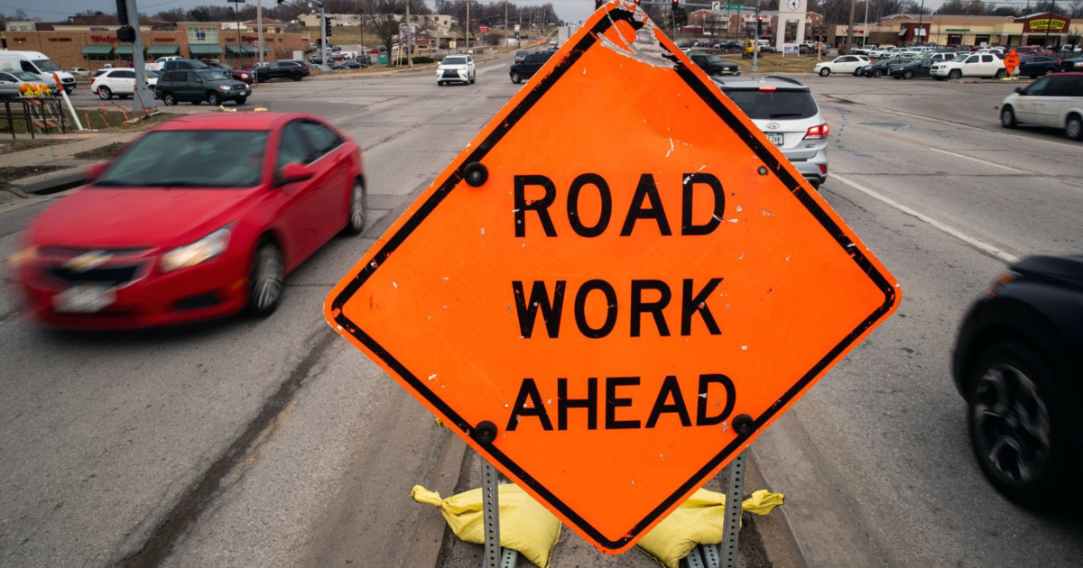 Verengung des US Highway 75 wegen Bauarbeiten im Bereich Bellevue