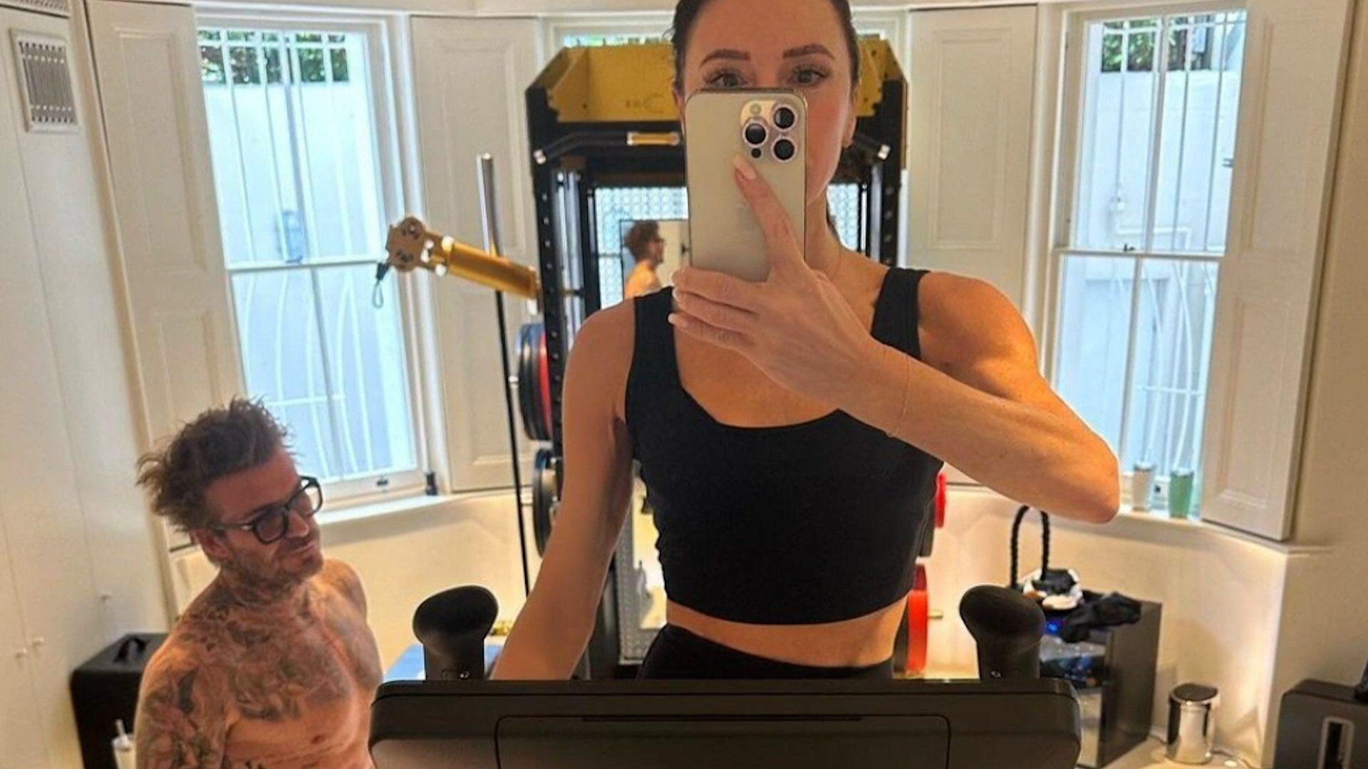 David Beckham makes Victoria Beckham go 'wow' with his gym body