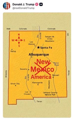 Trump posts map renaming New Mexico to 'New America'