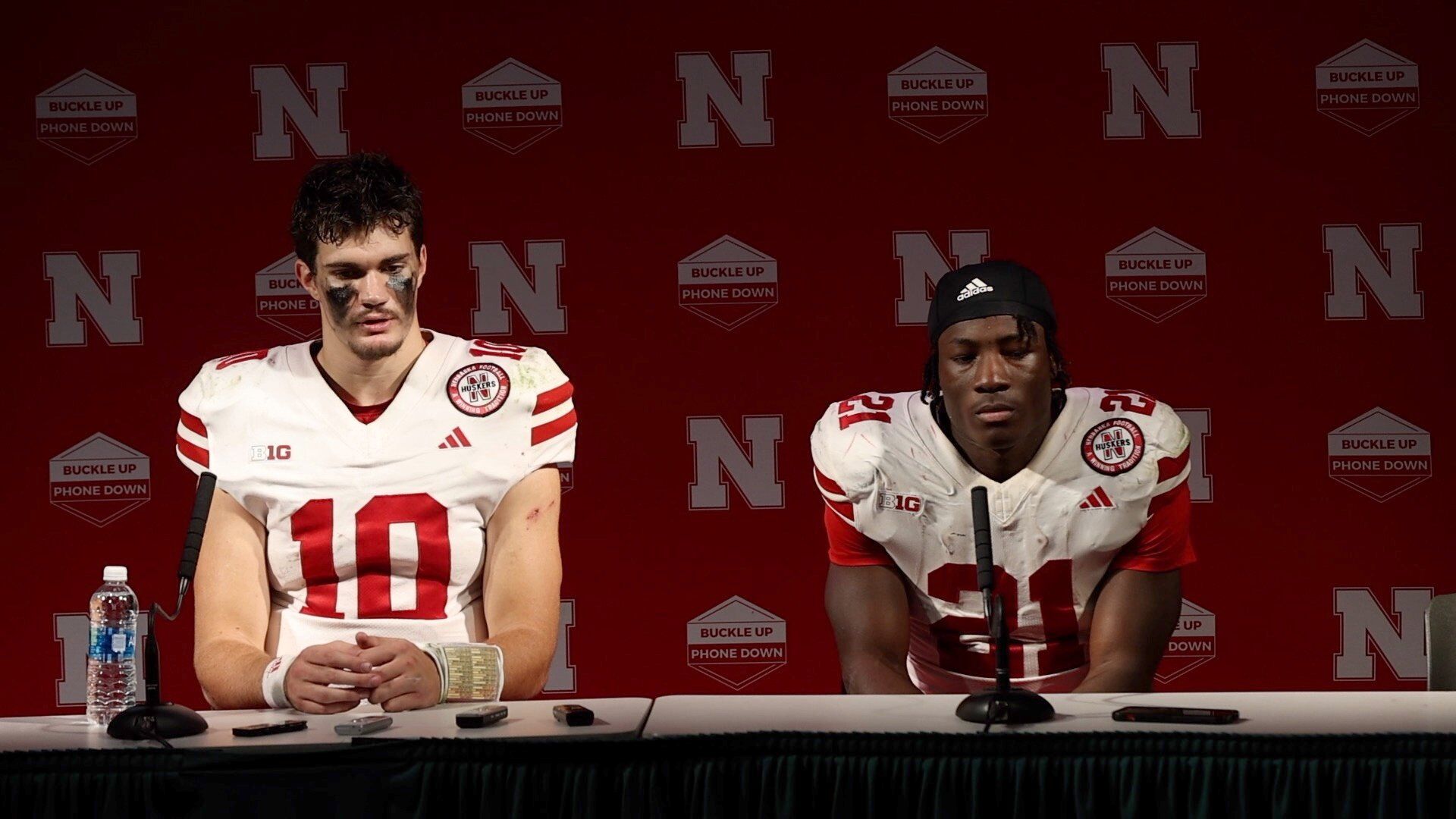 Full press conference from Nebraska's Heinrich Haarberg and Emmett Johnson  after loss to Michigan State