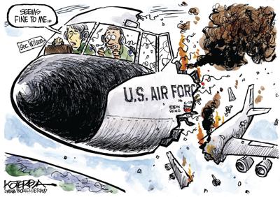 Jeff Koterba's cartoon: The 55th Wing and a prayer
