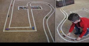 Kids Crafts: Masking tape race track