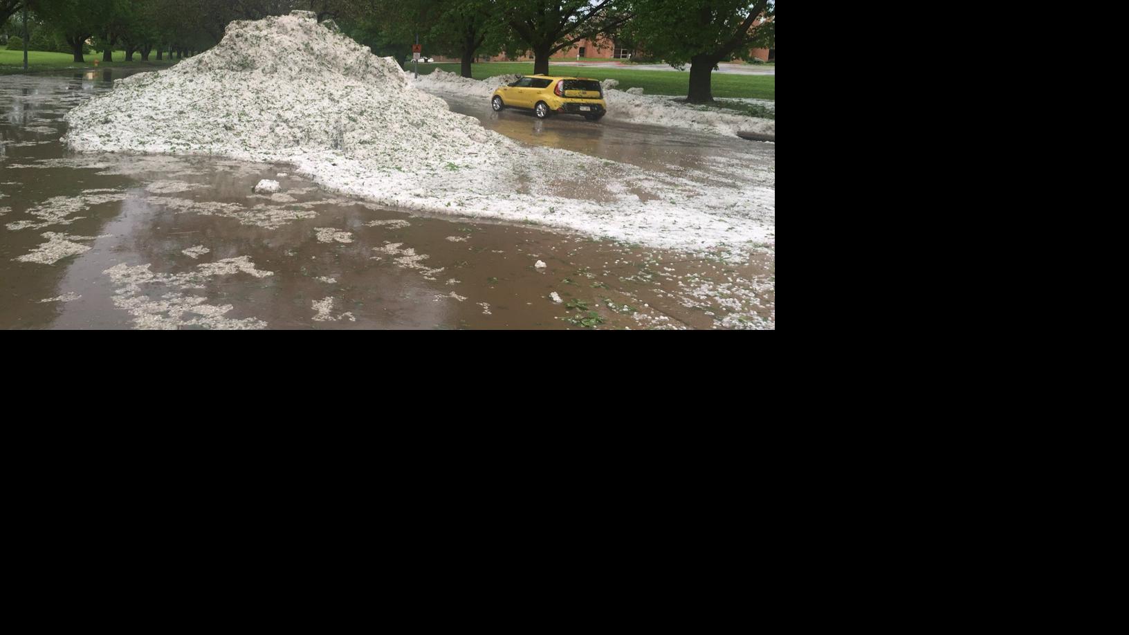 Hail piled up in northwest Omaha during this morning's storm Local