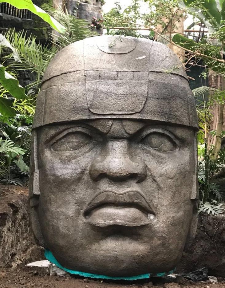 Giant Mexican Olmec head installed in Henry Doorly Zoo's jungle