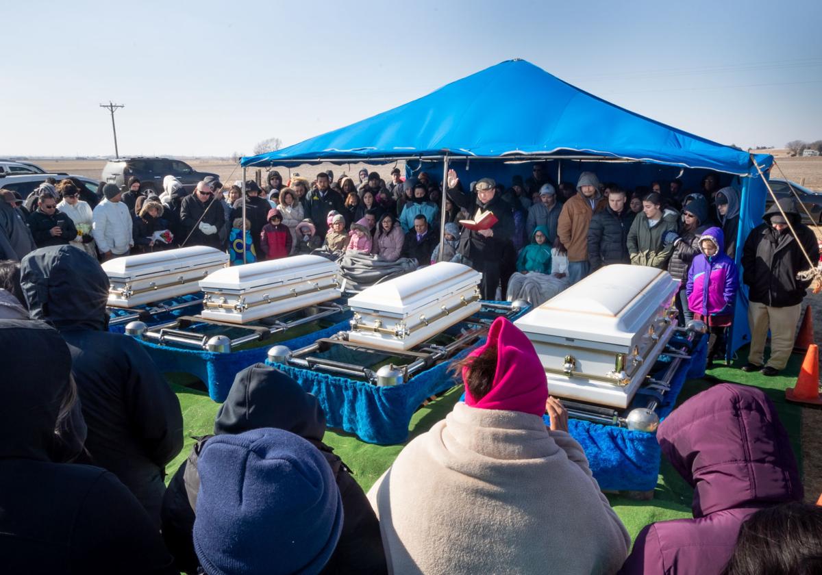 Grace Four white caskets line front of church at funeral for Schuyler family killed in crash