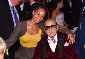 Alicia Keys and Clive Davis share a moment at Davis' 90th birthday bash at Cipriani South Street at Casa Cipriani on April 6, 2022.