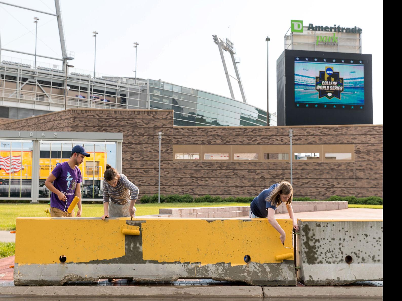 More Joyful Than Gray Volunteers Paint Cws Barriers In Bright