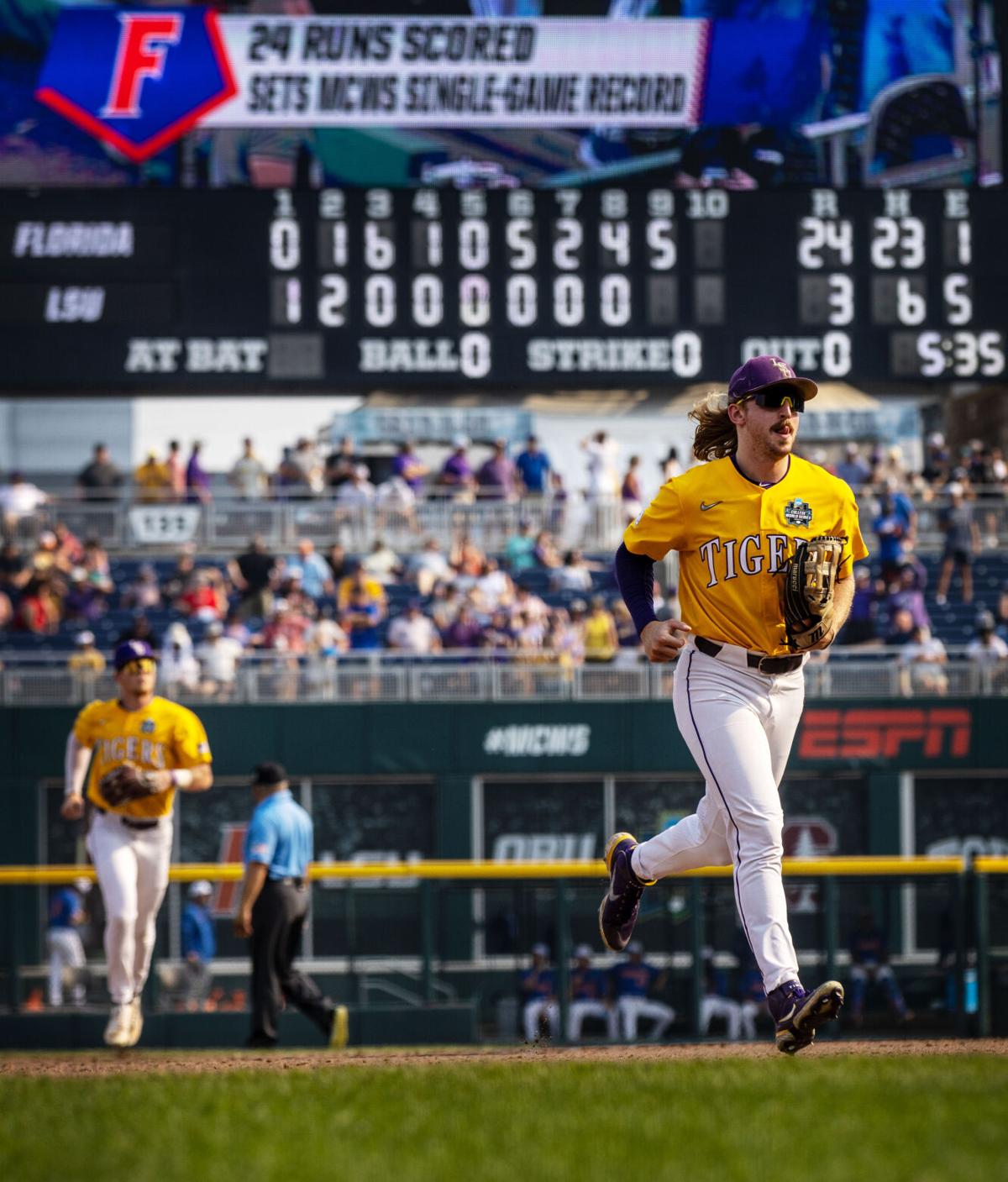 Florida sets College World Series record for runs with 24-4 win over LSU to  force deciding Game 3