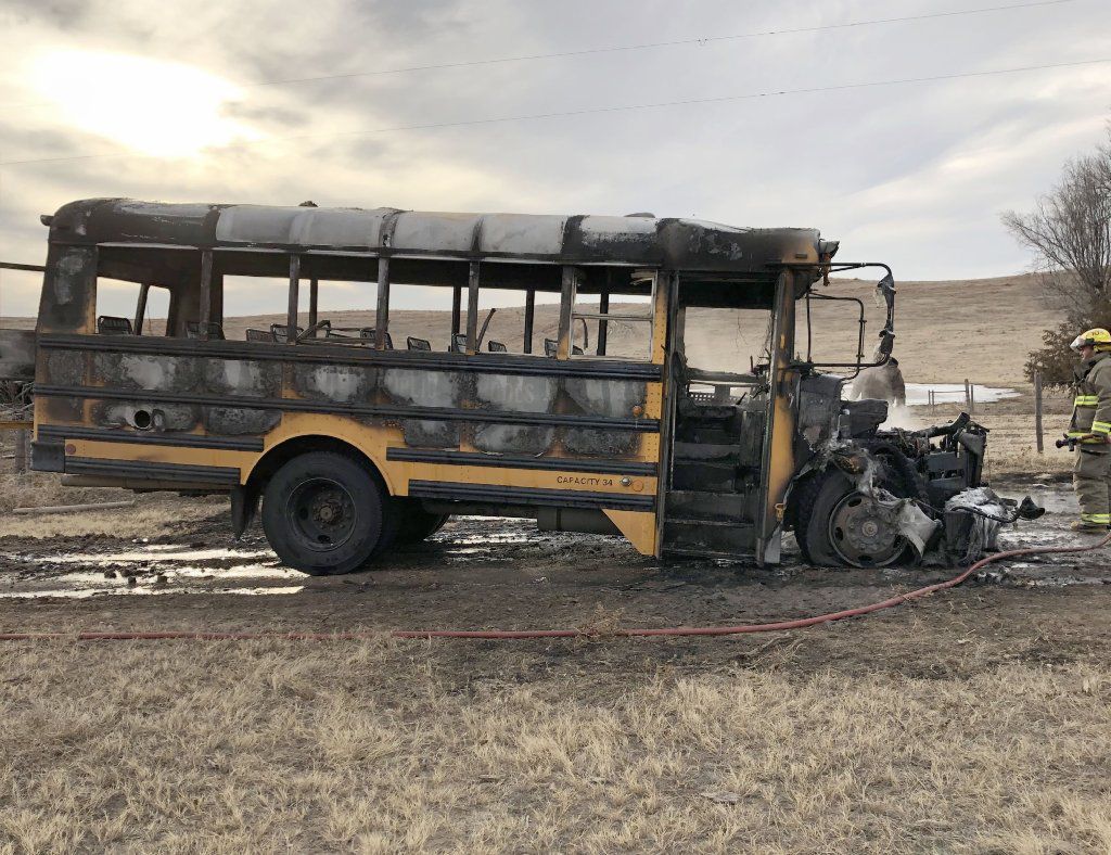 Driver gets kids off Nebraska school bus minutes before fire consumes