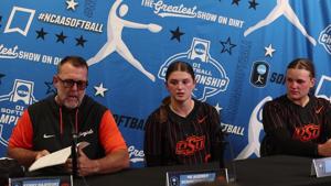Oklahoma State's Kenny Gajewski and players after NCAA Super Regional series loss to Nebraska