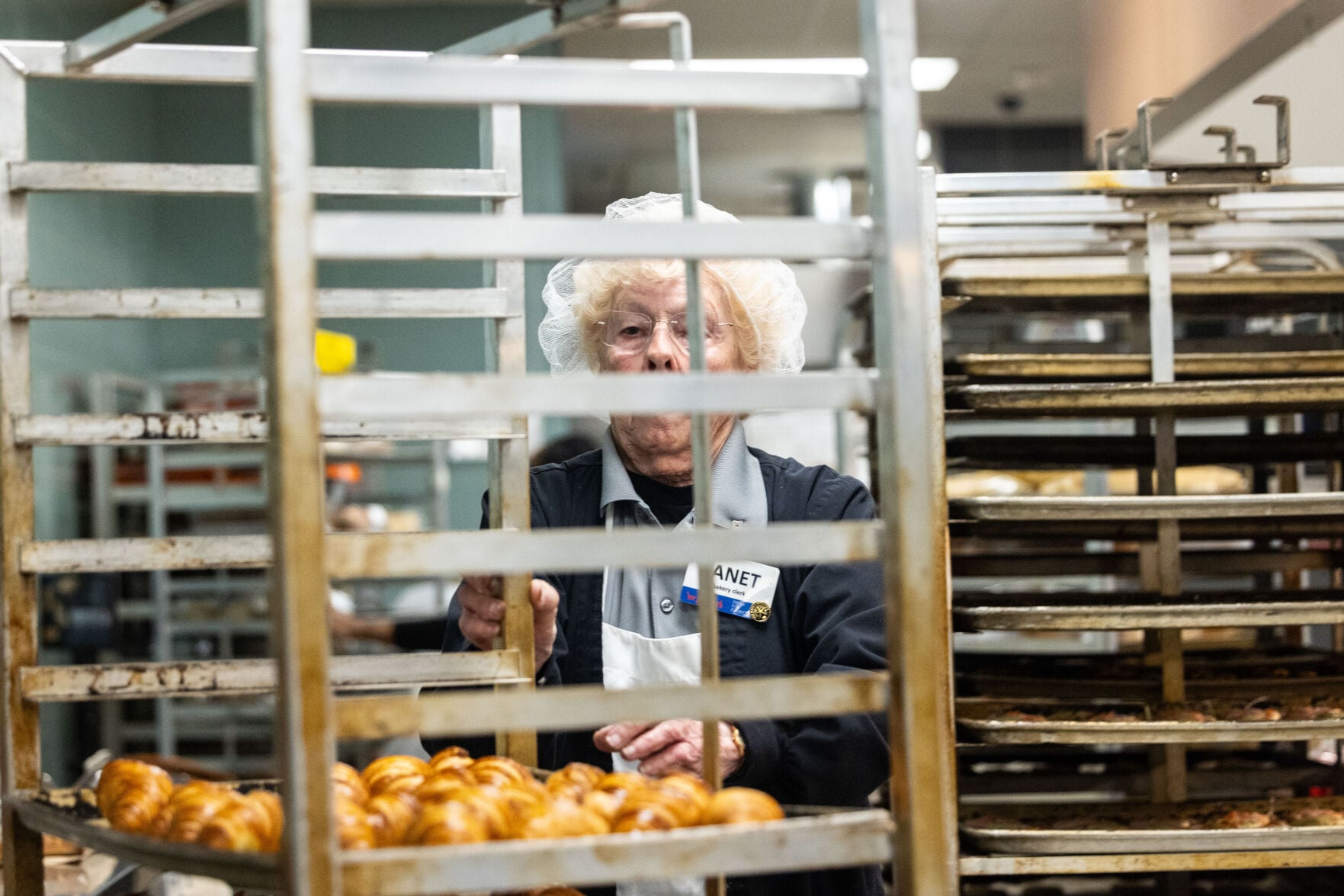 Photos: Janet McCoy. 91, still works in the bakery section at Baker's
